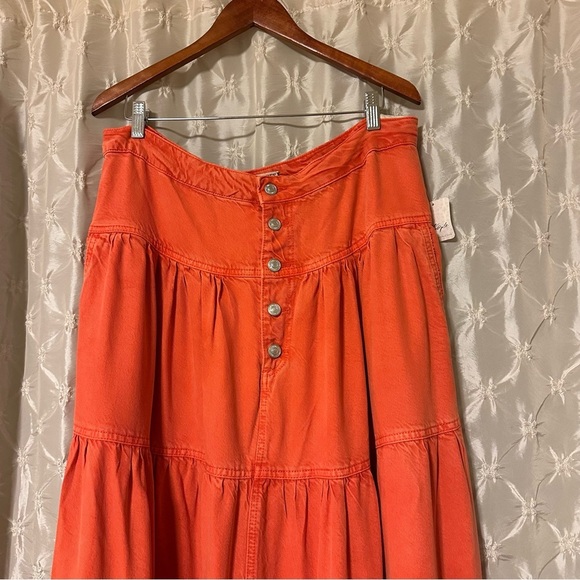 Free People Dreamweaver Tiered Maxi Skirt We The Free Western High Rise Festival - Picture 7 of 15